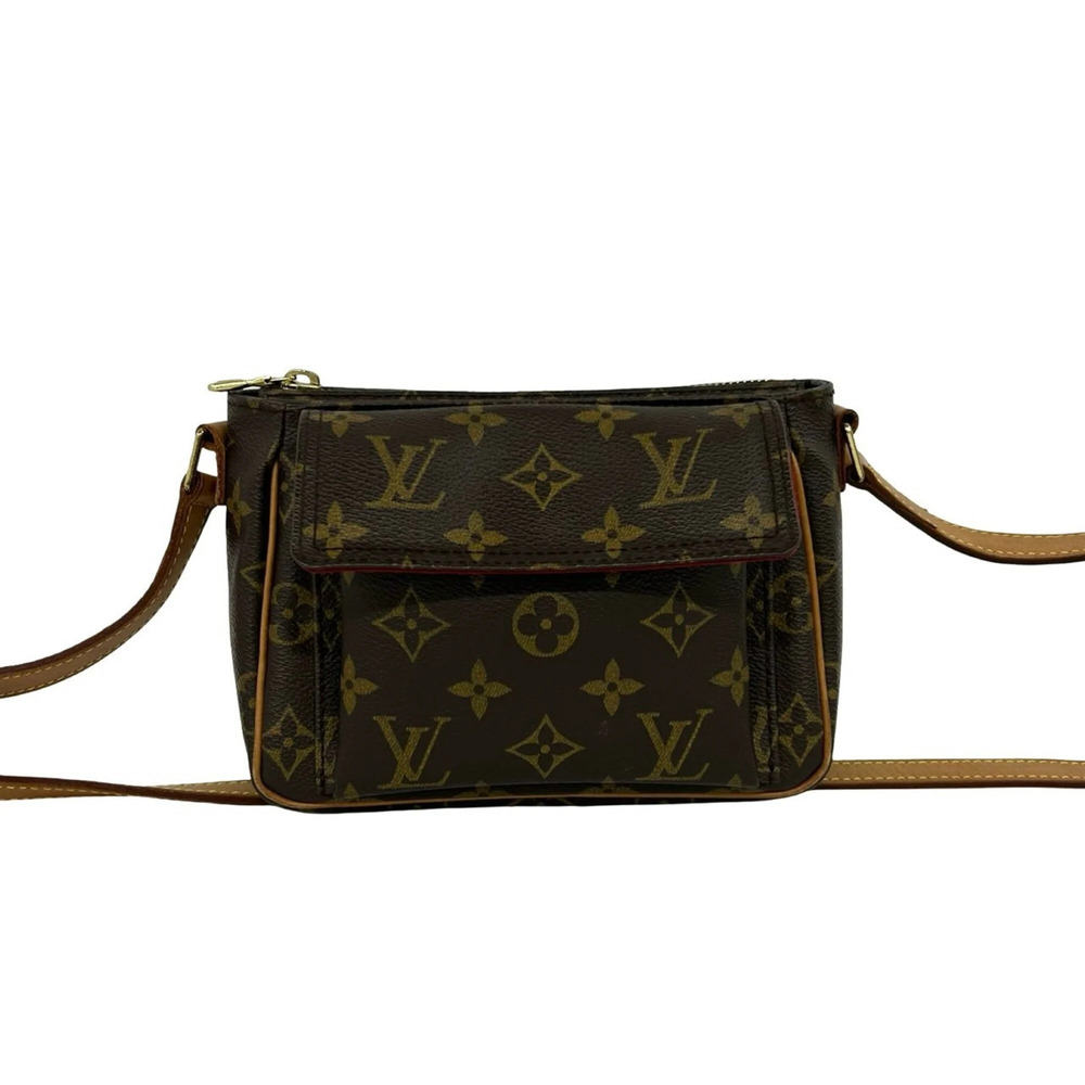 LOUIS VUITTON Vivacite PM Monogram Leather Mini Shoulder Bag/Pochette, Brown,...